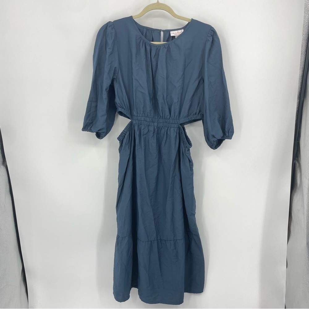 Isabel Maternity 3/4 Sleeve Cut Out Woven Midi Maternity Dress Sz M